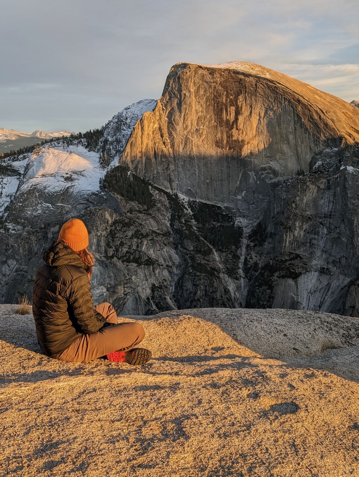 Brendan at North Dome, watching last light on Half Dome